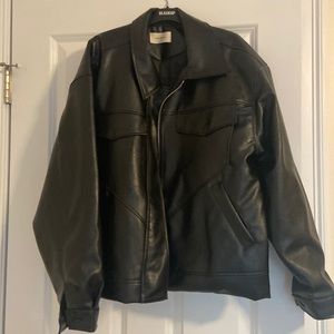 Blackup Korea brand new faux  leather zip up coat